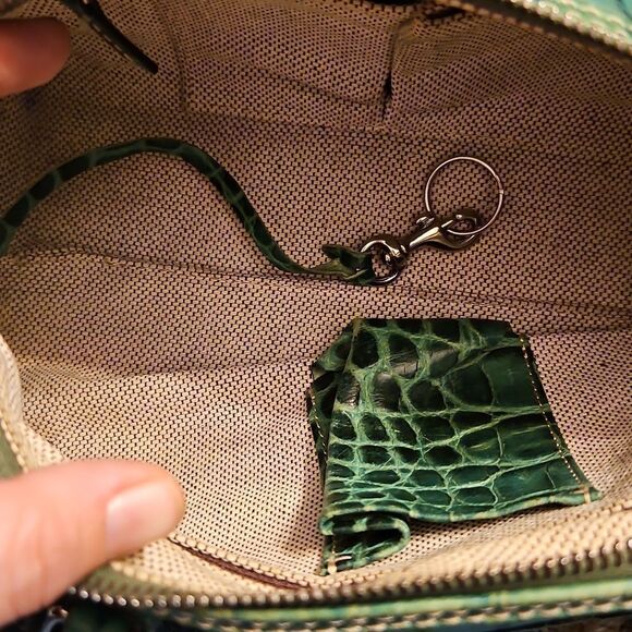 Dooney and Bourke Green Crocodile-Embossed Barrel Bag - Picture 9 of 12